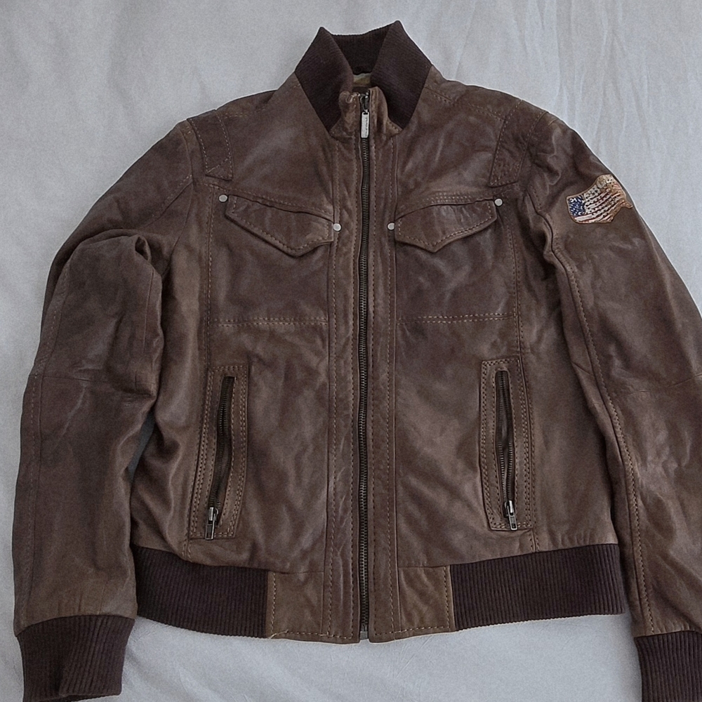 Energie Dark Brown Leather Jacket